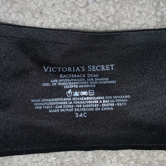 Victoria’s Secret Black Racerback Front-Clasp Demi Bra Size 34C - Picture 3 of 4